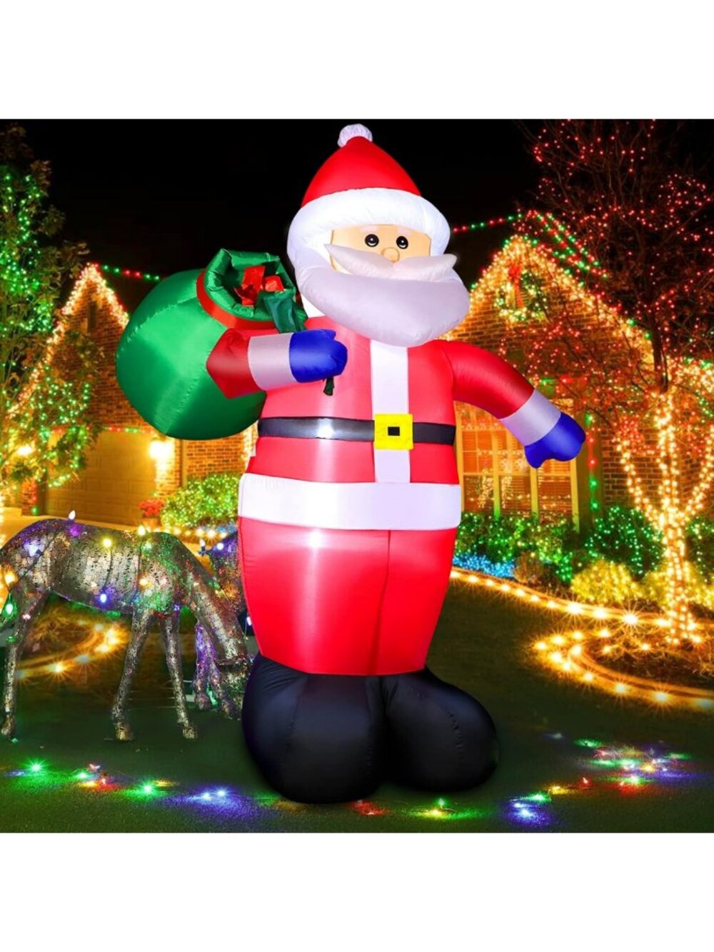 8 FT Inflatable Santa Claus with Gifts - LED Outdoor Christmas Decoration